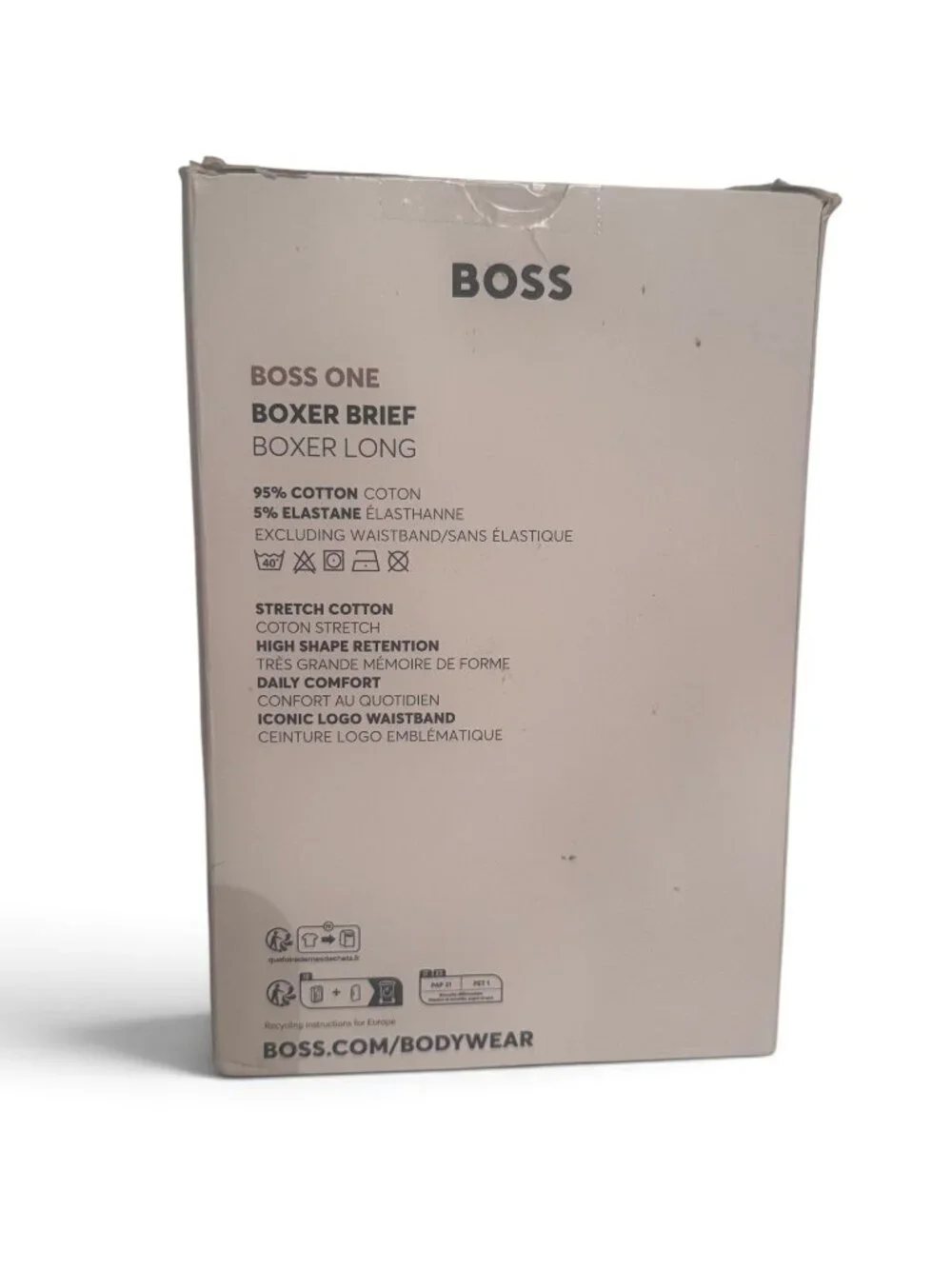 BOSS Hugo Boss Men’s 3 Pack Boxer Briefs Cotton Stretch Black White Gray NIB